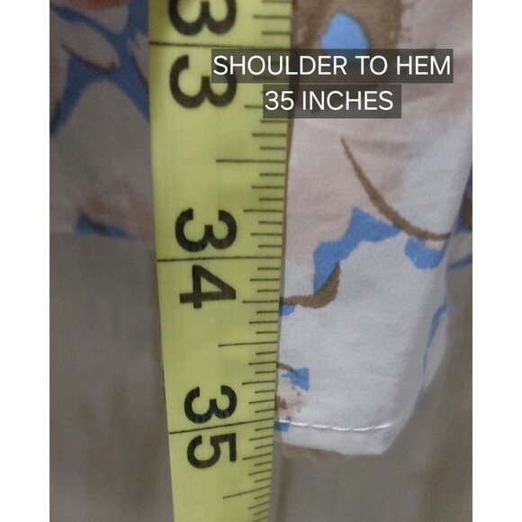 NWT Voy Blue/Brown Floral Escape Bubble Sleeve Tiered Dress~SMALL - Picture 6 of 8